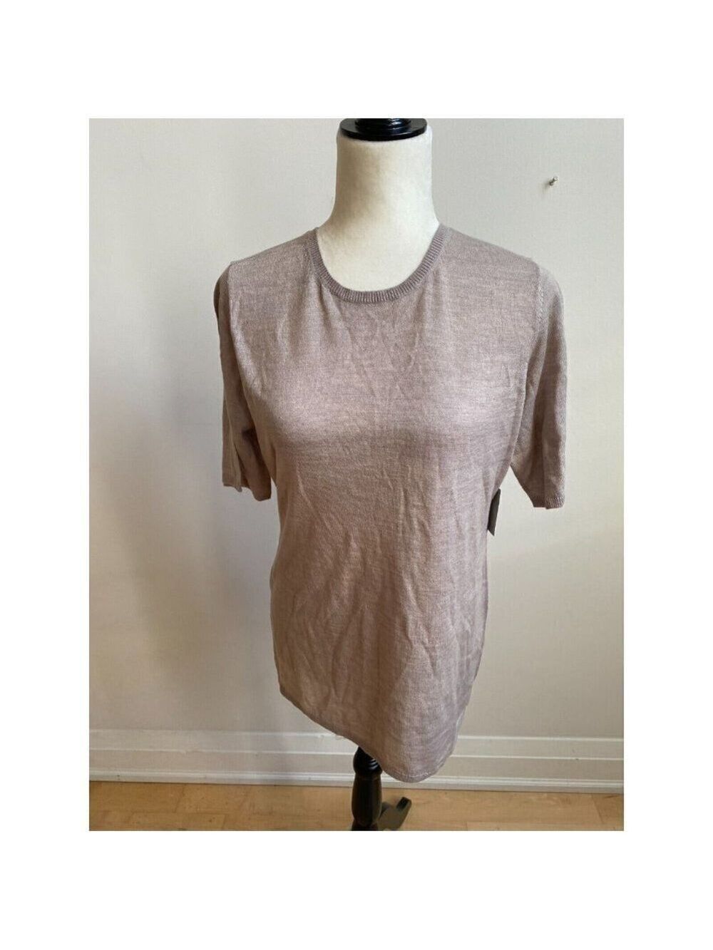 NORDSTROM BNWT Women Crew Neck Short Sleeve Sweater Sz Large Wool Blend